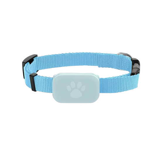 Blauwe kattenhalsband TrackYourCat™™ met GPS-tracker en pootafdruk-icoon