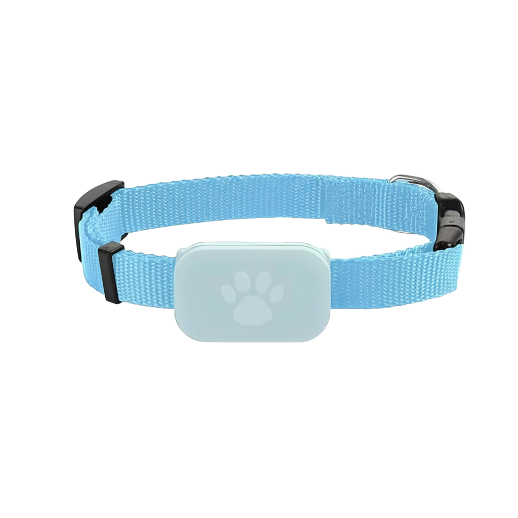 Blauwe kattenhalsband TrackYourCat™™ met GPS-tracker en pootafdruk-icoon