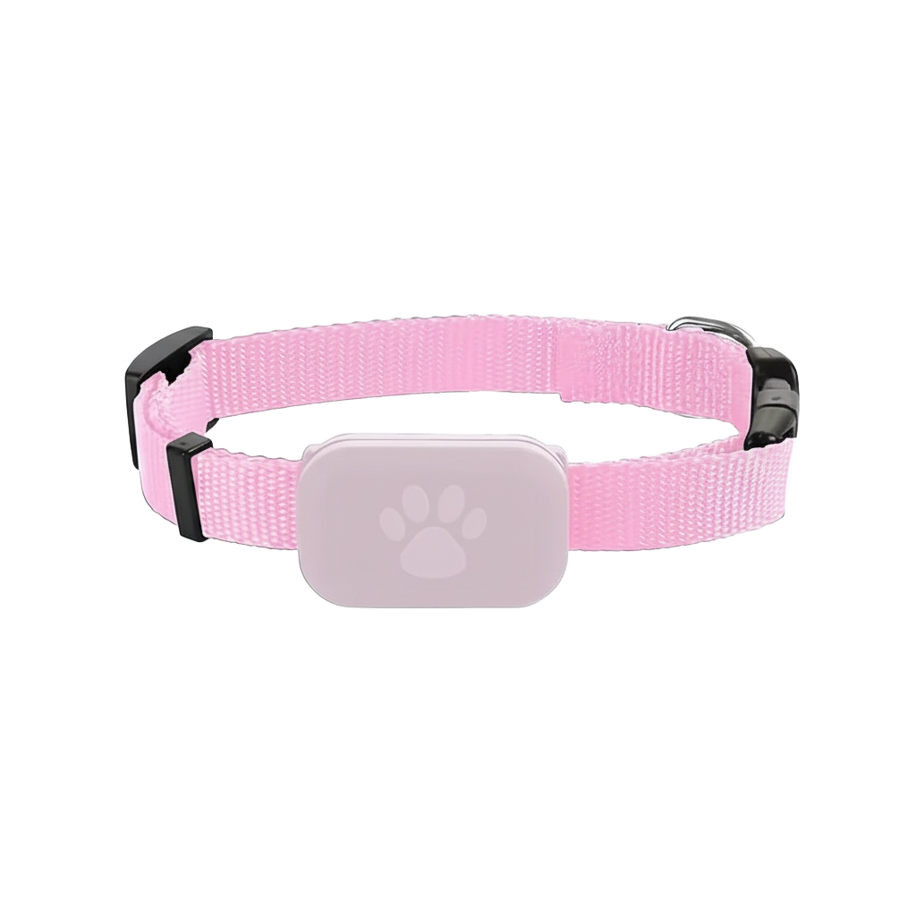 Roze kattenhalsband TrackYourCat™ met GPS-tracker en pootafdruk-icoon